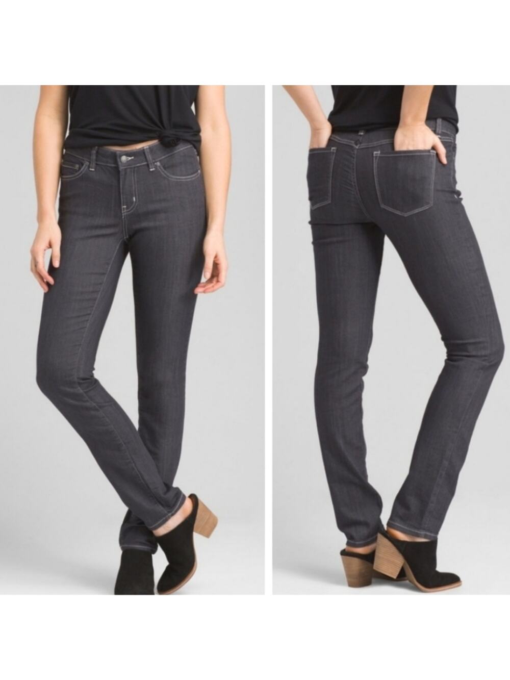 Prana Kayla black charcoal denim skinny jeans